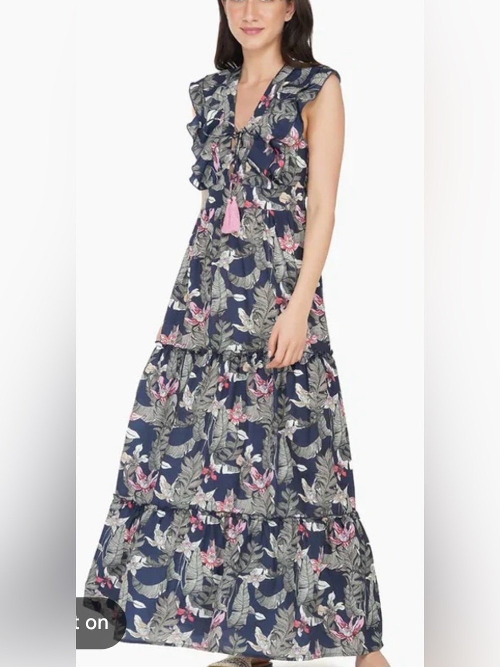 American & Beyond Maui Nights Maxi Dress a navy tropical floral print Size XL
